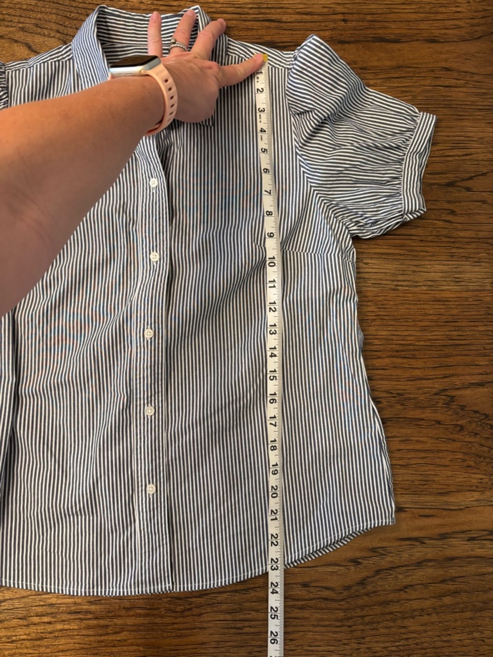 J.Crew Women’s Small Blue White Striped Puff Sleeve Button Down Shirt Stretch - Picture 8 of 10